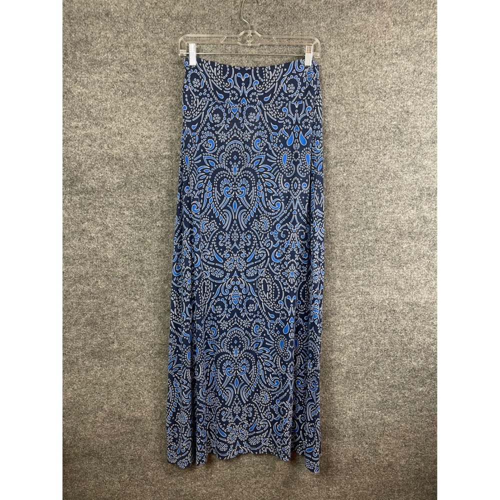 Cynthia Rowley Maxi Skirt Women Size S Blue Paisley Damask Long Boho Skirt